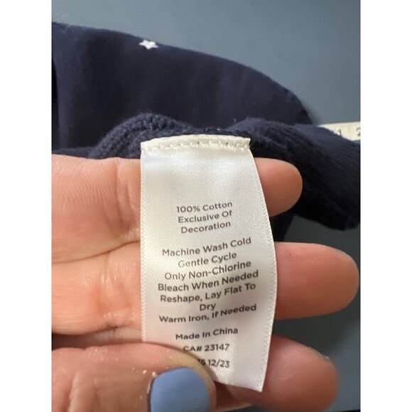 Talbots1X Navy Sleeveless Sweater Tank Top  White Star Embroidery Beach Coastal - Picture 7 of 8